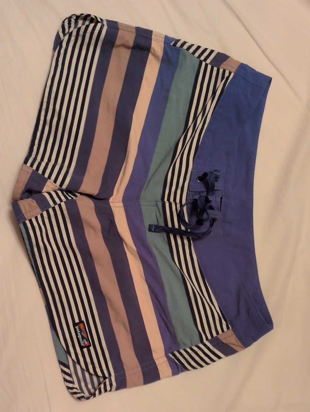 Patagonia Blue and Lavender Striped Swim Trunks